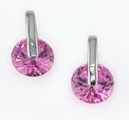 EA494: Princess-Cut Pink Ice Earrings