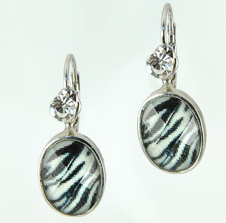EA523: Crystal & Zebra Print Earrings