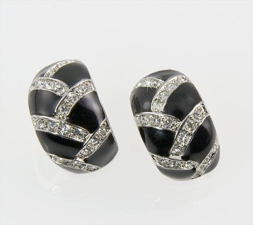 EA531: Black & Crystal Geometric Earrings