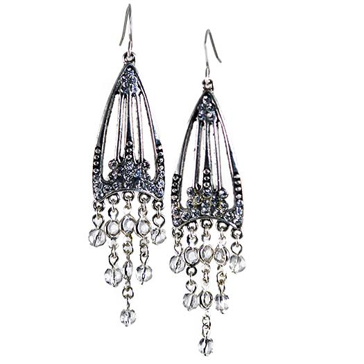 EA540: Elegant Chandelier Earrings Black or Clear