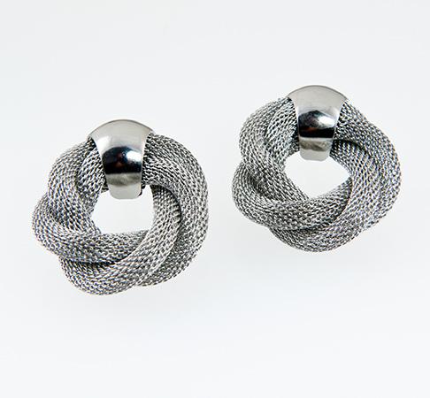EA547: Stylish Silver Mesh Earrings