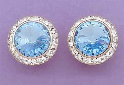 EA60BL: Medium Blue Swarovski Crystal Classic Button Earrings