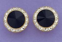 EA60BK: Black Swarovski Crystal Classic Button Earrings