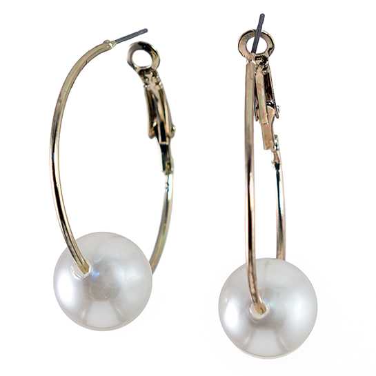 EA728: Golden Hoop Earrings accented with Pearls