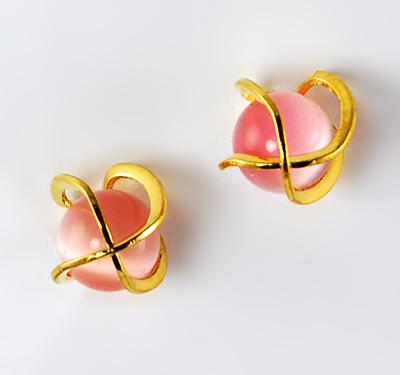 CL41: Pink Moonstone Earrings