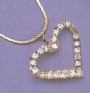 NA07C: Double Row Crystal Heart Necklace