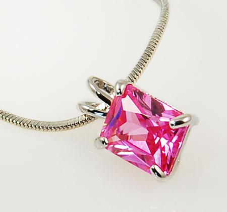 NA184: Emerald-Cut Pink Ice Necklace