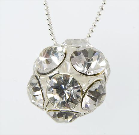 NA203C: Multi-faceted Clear Crystal Ball Necklace