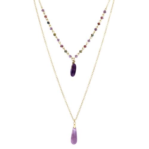NA310: Double Strand Amethyst Necklace