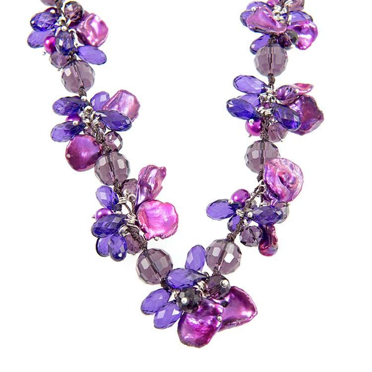 NA321: Jewel Tone Pearl Necklace