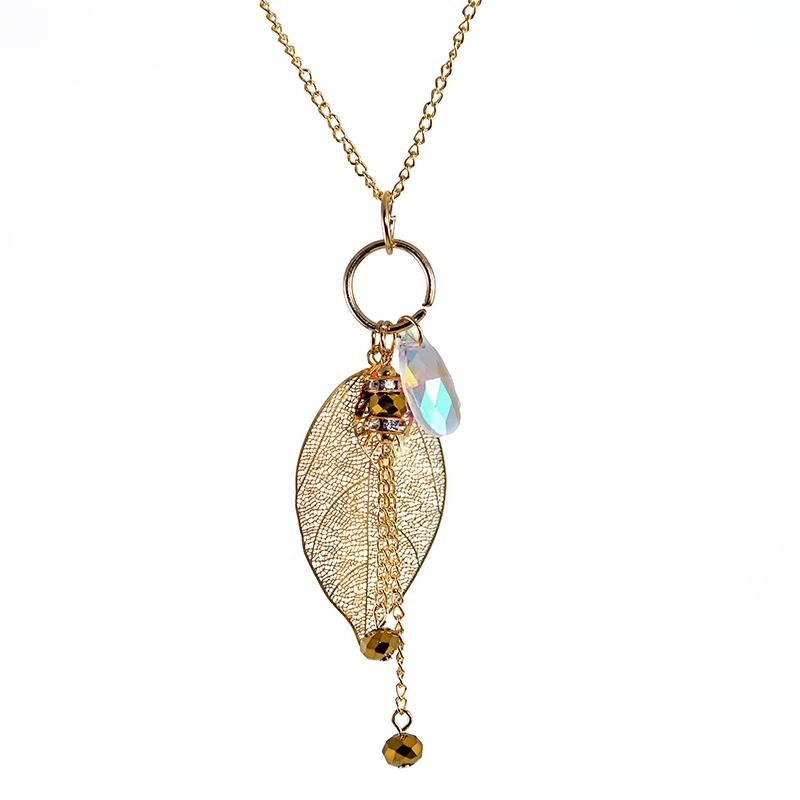 NA357: Golden Leaf Treasure Necklace