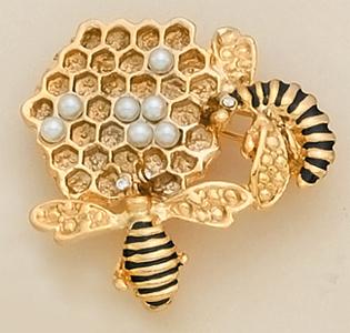PA02: Beehive Add A Pearl Pin in Gold or Silver