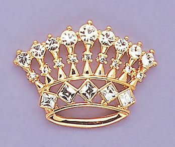 PA09C: Gold & Crystal Crown Pin in Gold or Silver