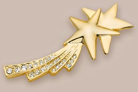 PA215: Double Shooting Stars Pin with Austrian Crystals