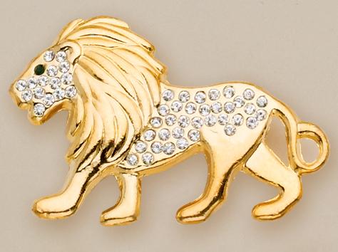 PA227L: Golden Lion with Austrian Crystals