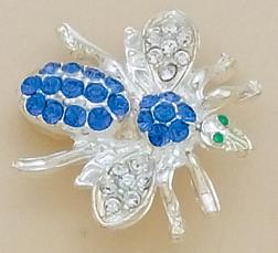 PA250B: Blue Crystal Bee Pin