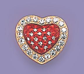 PA379: Ruby Red Heart Crystal Pin