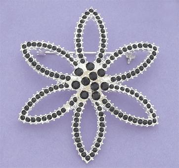 PA460DR: Crystal Flower Pin in Black or Pink