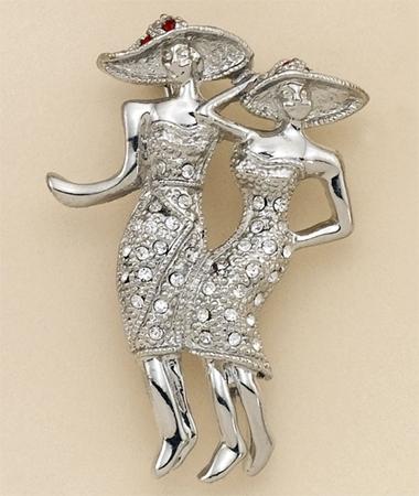 PA480: Ladies With Hats In 2-Tone & Crystals