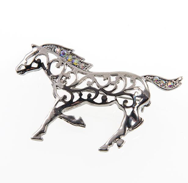 PA616: Silver Galloping Horse Pin