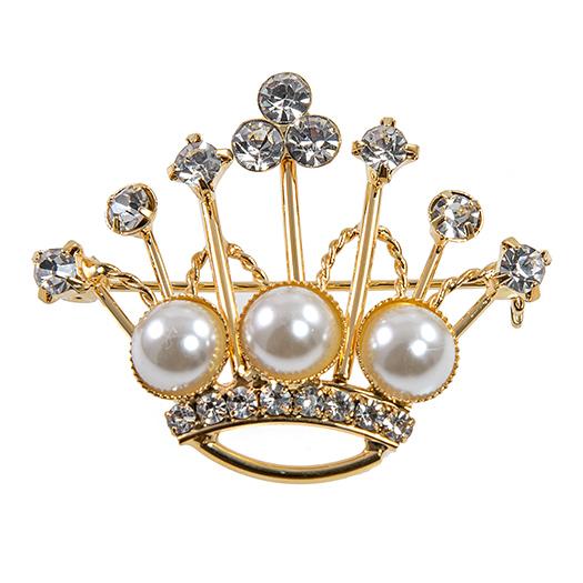 PA632: Golden Pearl Crown Pin