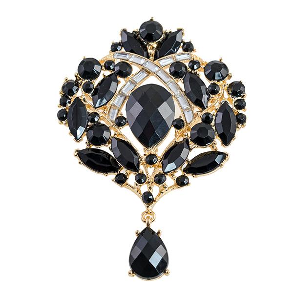 PA637: Stunning Black Crystal Pin