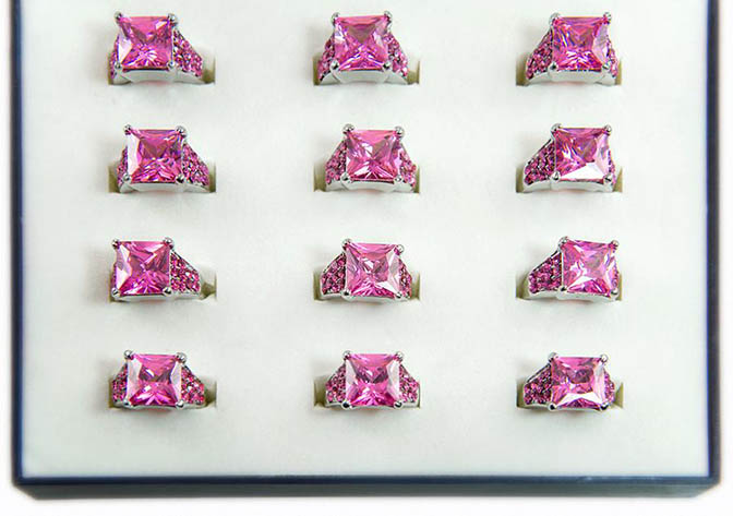 RA309: 1 Dozen Pink or Diamond CZ Rings 