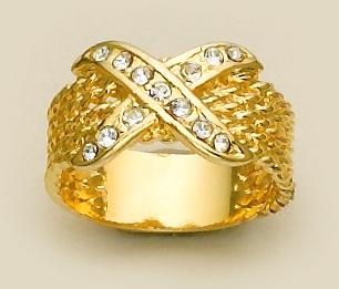 RA41: Gold & Crystal X Style Ring