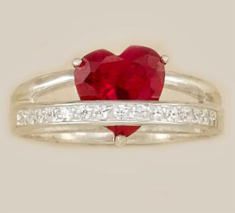 RA86: Red Heart CZ Ring