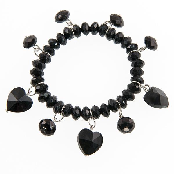 SN12B :Black or Clear Crystal Heart Bracelet & Earring Set