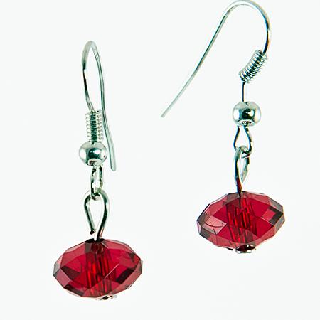 SN12R: Red Crystal Heart Bracelet & Earring Set