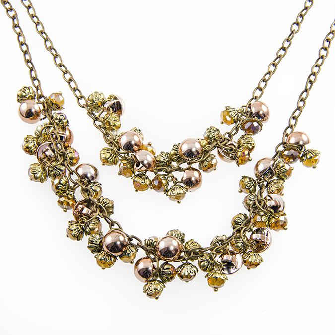 SN267: Gold and Topaz Beaded Necklace