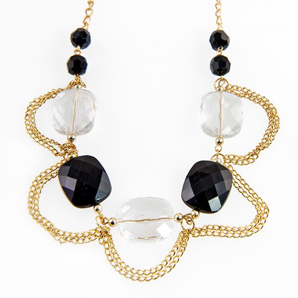 SN277: Elegant Black and Gold Necklace
