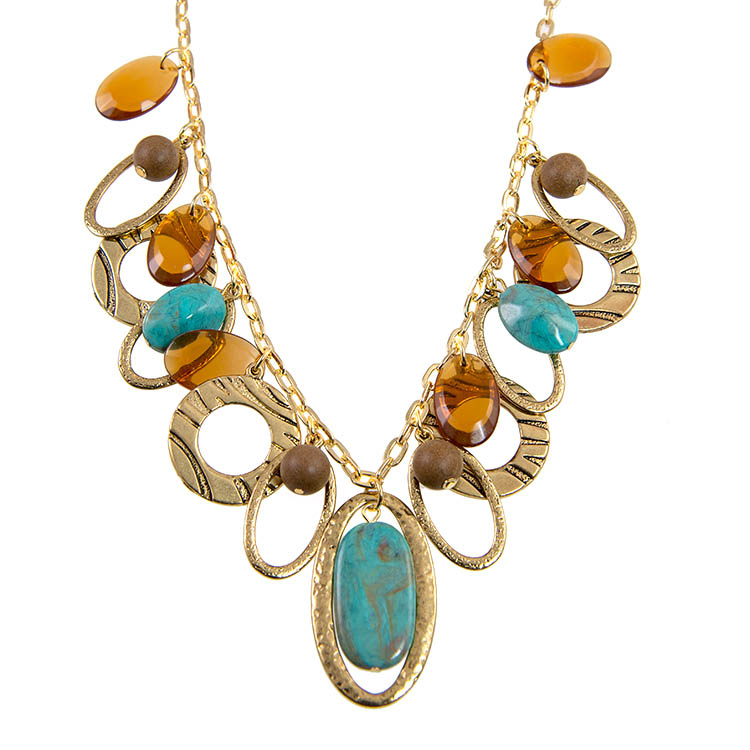 SN313: Turquoise and Amber Necklace