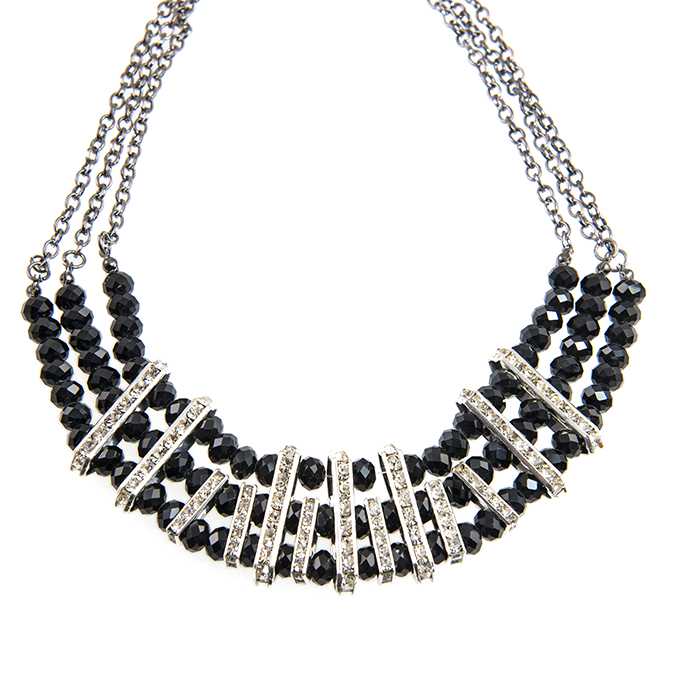 SN319: Jet Crystal Necklace and Earring Set