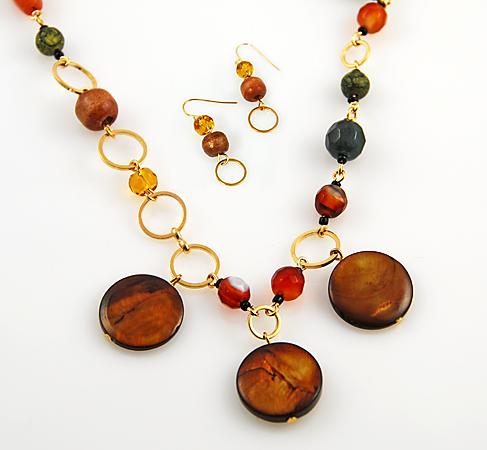 SNT129: Natural Stone Necklace & Earrings Set