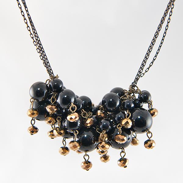 SNT251: Black and Gold Beaded Necklace
