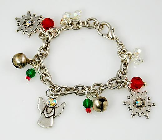 XM21: Antiqued Silver Christmas Charm Bracelet