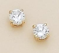 EA110G: CZ Post Earrings in Gold or Silver Setting