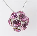 NA203: Multi-faceted Crystal Ball Necklace Pink or Clear